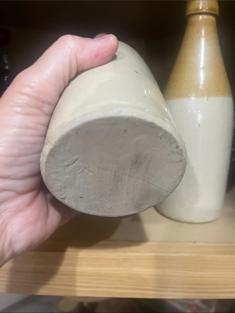 Antique Ginger Beer Bottles - Two-Tone Ceramic - Cream and Tan